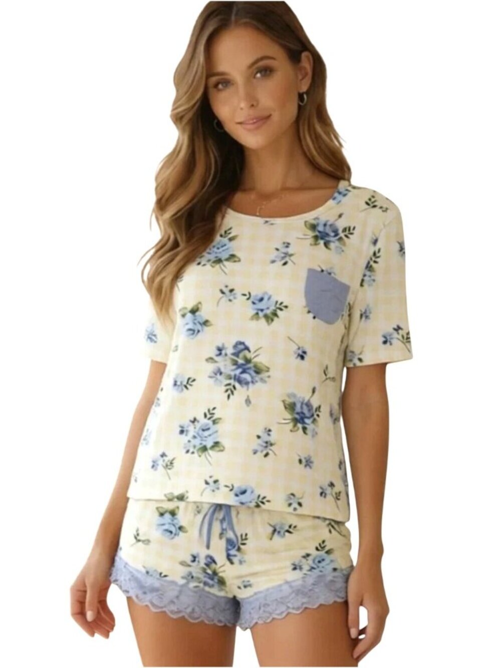 Honeydew Intimates Women's Something Sweet Zest Gingham Short Set Blue Size S NW
